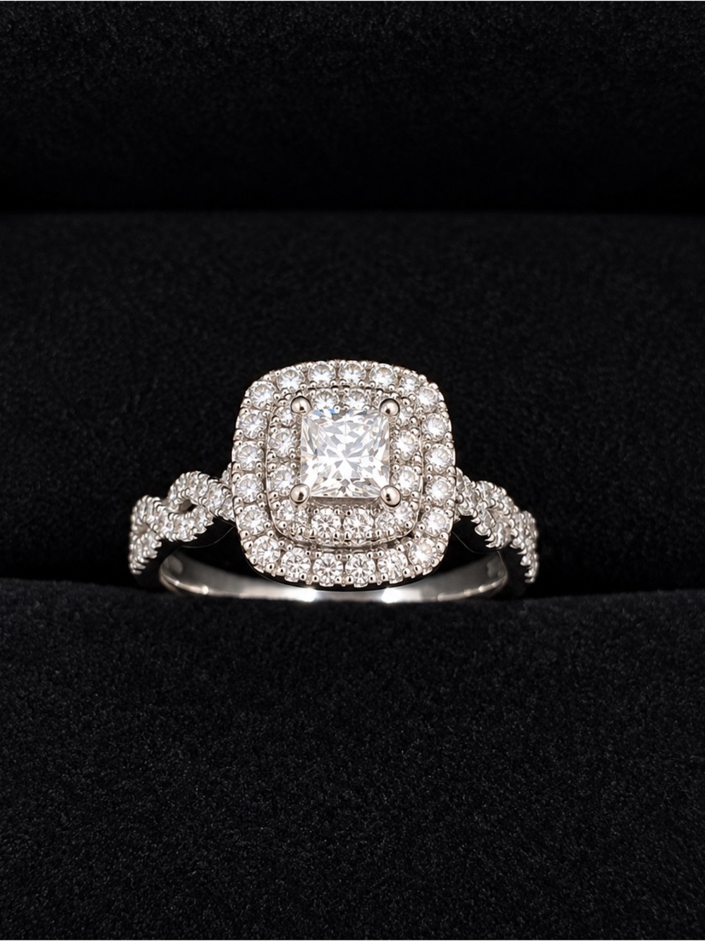 White gold and lab diamond engagement ring
